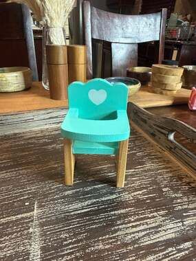 KidKraft Dollhouse Wooden High Chair Teal with Heart